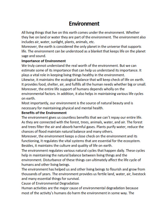 essay on save environment 500 words pdf