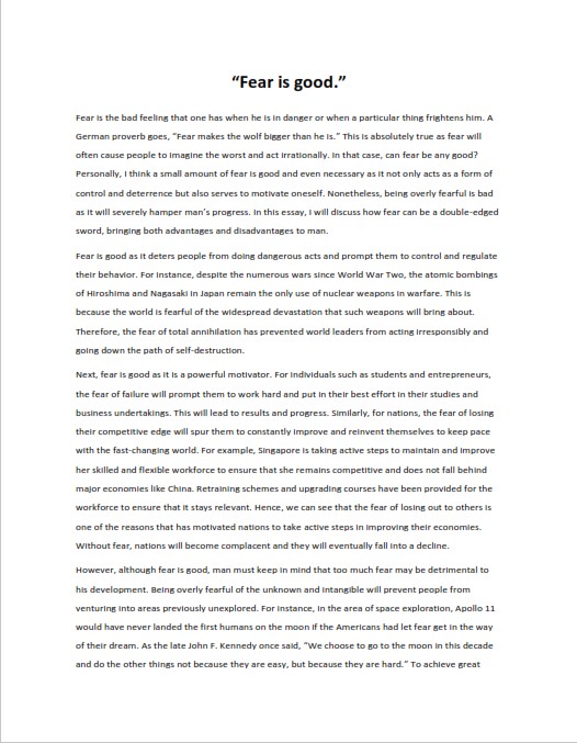 five paragraph essay example pdf
