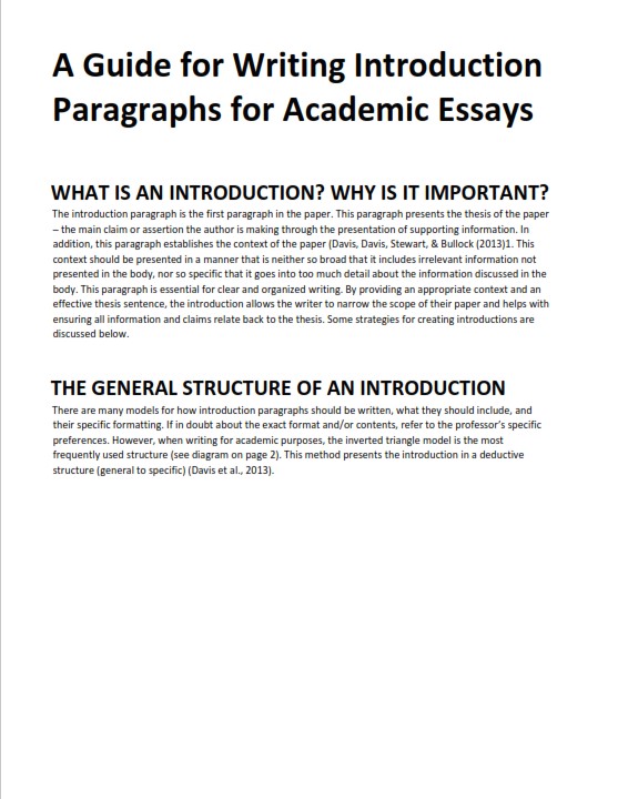 introduction meaning in essay example