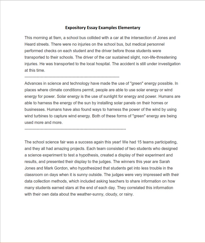 4th grade expository essay examples