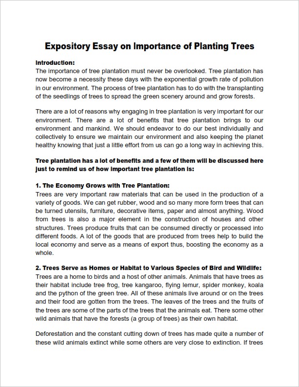 expository essay on importance of planting trees pdf