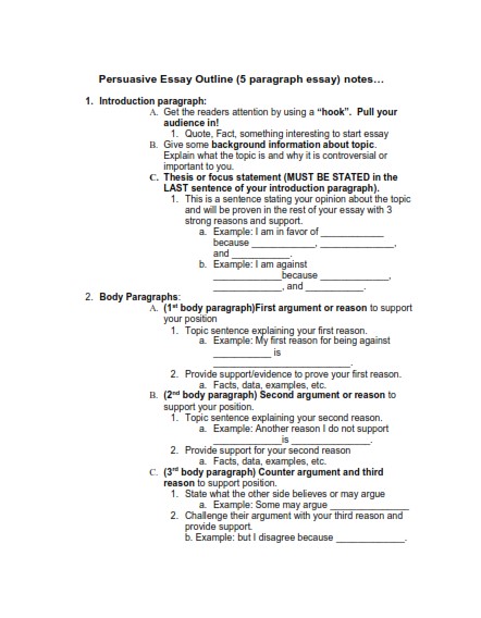 outline for your persuasive essay